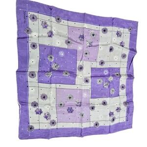 Vintage 60s Simone Silk Rolled Edges Dice Capades Lavender Floral Dice Scarf